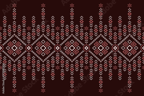 Red traditional ethnic pattern paisley flower Ikat background abstract Aztec African Indonesian Indian seamless pattern for fabric print cloth dress carpet curtains and sarong