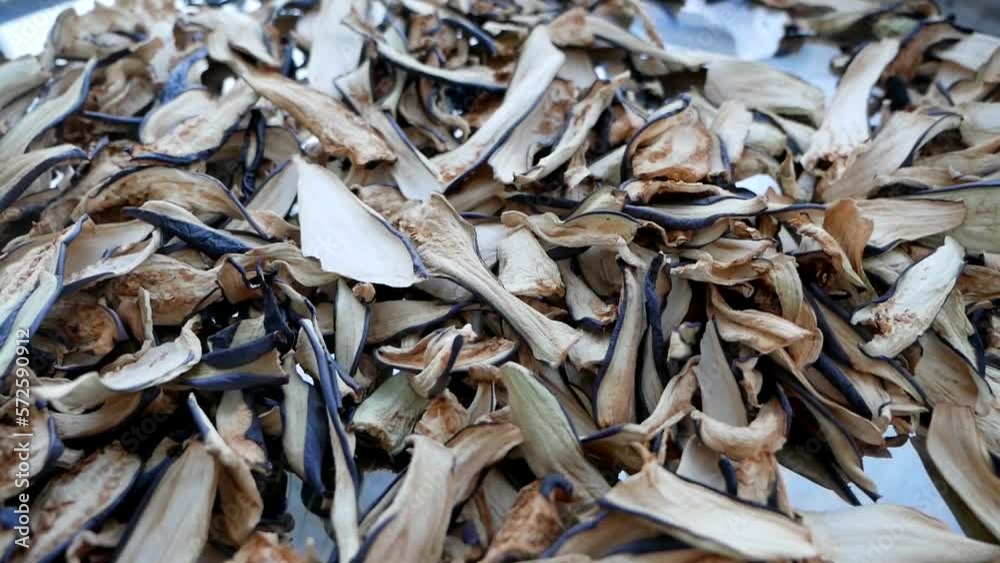 Sliced dry aubergines dried in the sun, dried eggplant slices, drying eggplant, dried foods, Sliced dry aubergines dried in the sun, dried eggplant slices, drying eggplant, dried foods,