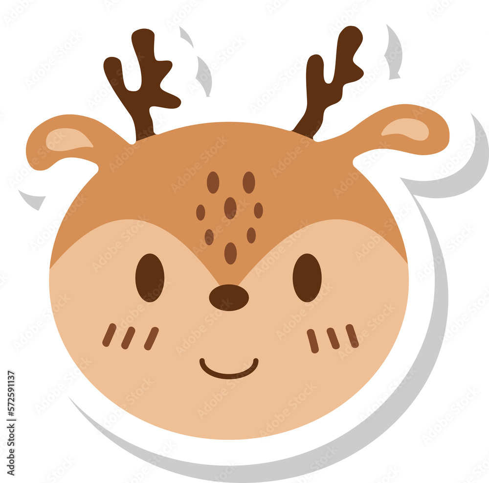 deer face sticker, animal icons. deer face sticker, animal icons.