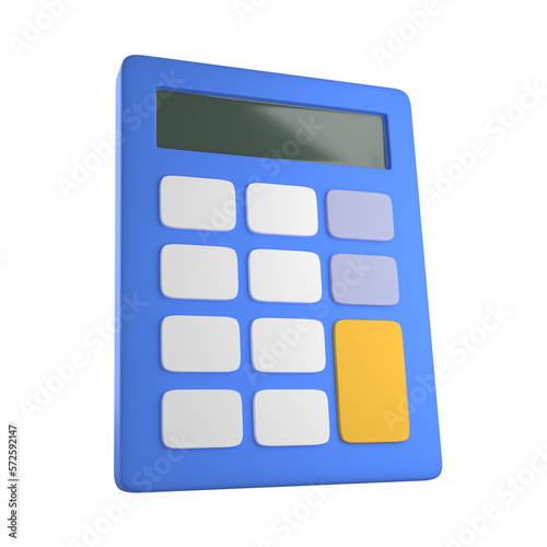 3D Illustration of Blue Calculator