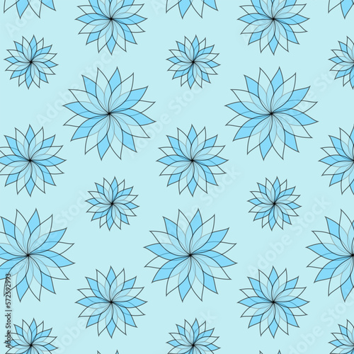 Blue flowers on a blue background repeating pattern