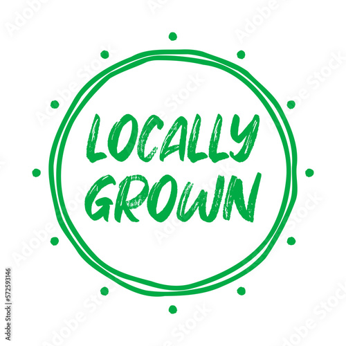 Minimal locally grown logo, stamp or symbol. Hand drawn sign for food produced in local farms. Healthy environmental production badge. Buy local products campaign. Vector illustration, flat, clip art.