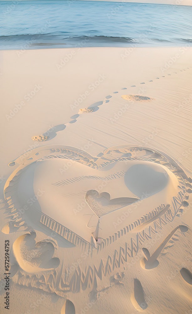 Obraz premium heart on sand made using Generative AI Technology.