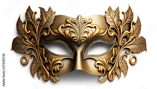 Elaborate Illustration of a Mardi Gras Mask with gold and bronze © Awesomextra