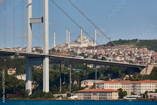 Camlica mosque and Bosphorus bridge. Istanbul, Turkey