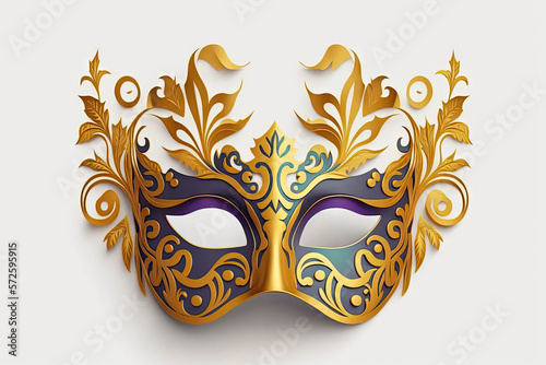 Carnival Masquerade: A golden Mardi Gras Mask Illustration