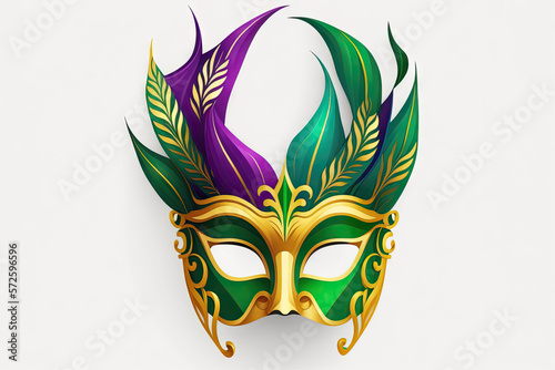 Festive illustration of a colorful Mardi Gras mask