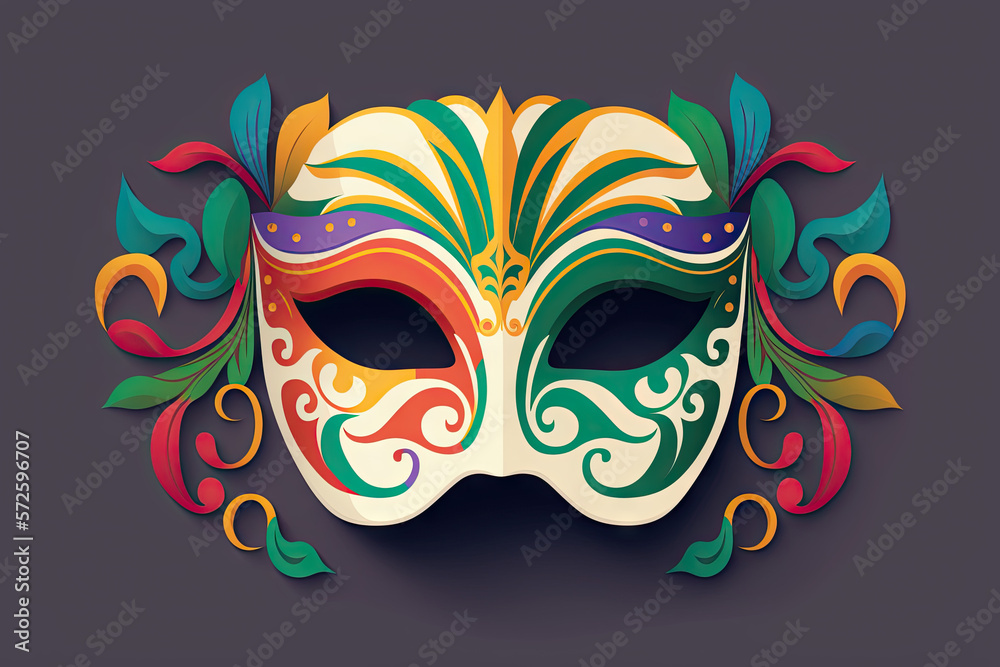 Masquerade Mask Illustration on grey background