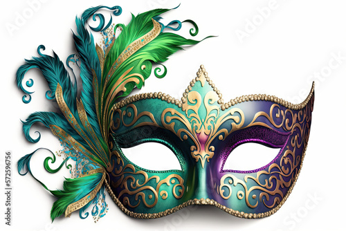 Colorful Mardi Gras Mask with Feathers © Awesomextra