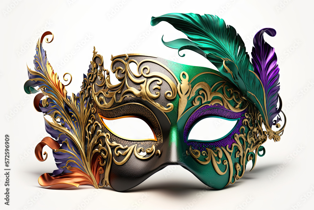 Colorful Masquerade Mask Illustration of mardi gras on white background
