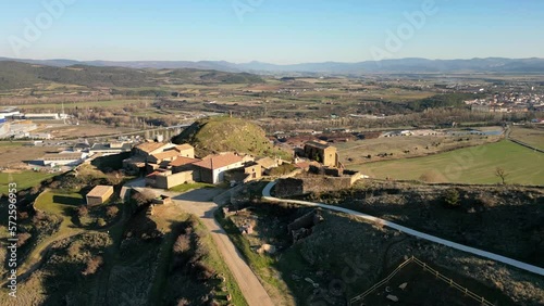 Town between fields and industry. Rocaforte, Navarra photo