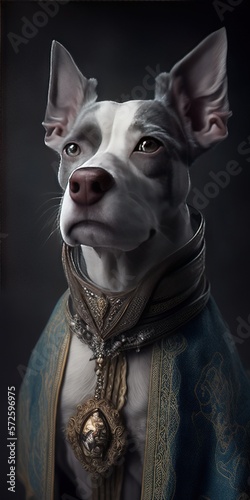 An exquisite illustration portrays a royal dog with a distinguished air, evoking the essence of aristocracy and sophistication, a true representation of canine elegance and grandeur