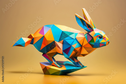 Low-poly Bunny:  A geometric spring rabbit