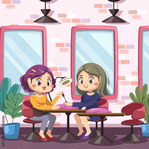 Female client siting in comfortable chair for manicure procedure
