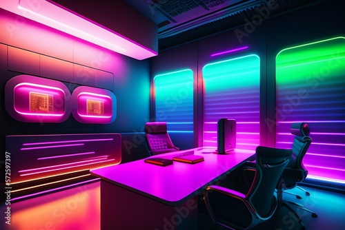 Office interors cyberpunk 