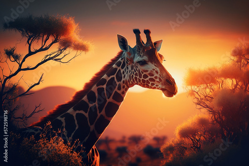 giraffe on sunset