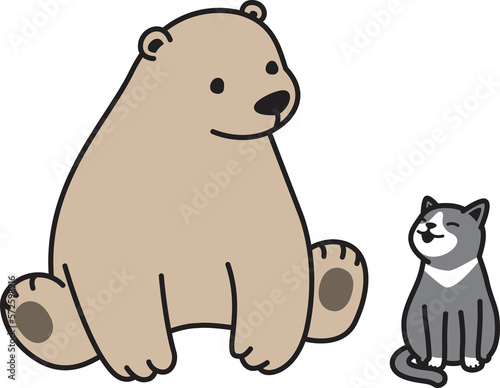 bear polar cat icon cartoon character teddy kitten calico