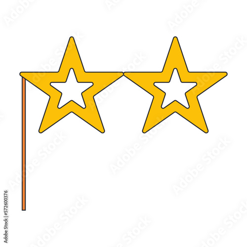 Vintage Yellow Star Glasses. Paper props for party. Masks for a photo shoot. Fashion retro hippie style. Vector illustration on white background