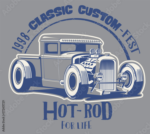 vector hot rod illustration print 