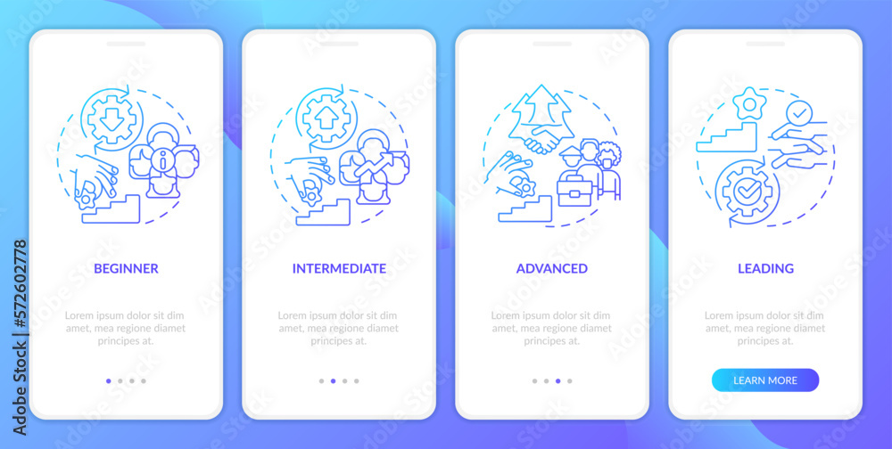 DEI program maturity stages blue gradient onboarding mobile app screen ...