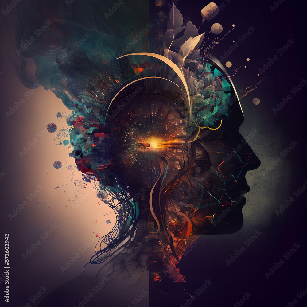 Human Silhouette Brain Trauma Or Stress Concepts Stock Illustration 