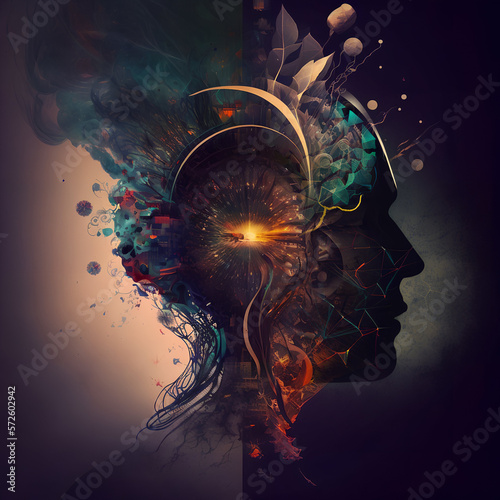 human silhouette brain trauma or stress concepts