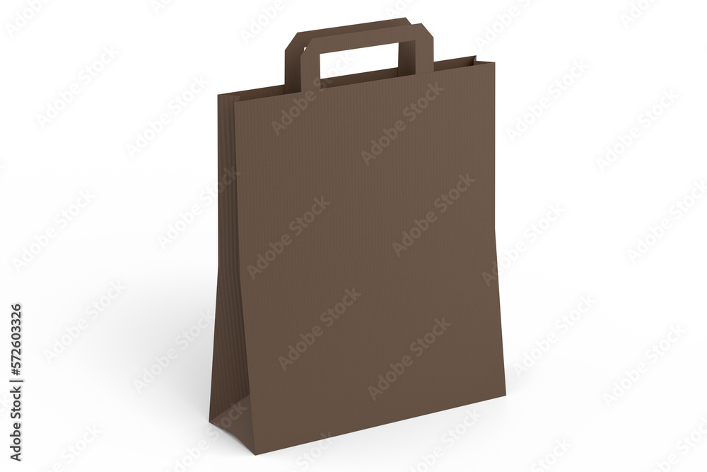 Folded kraft paper bag with handle isolated on white background. Folded kraft paper bag with handle isolated on white background.