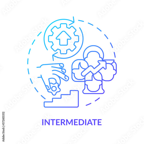 Intermediate blue gradient concept icon. Improvement diversity. DEI program maturity stage abstract idea thin line illustration. Isolated outline drawing. Myriad Pro-Bold font used