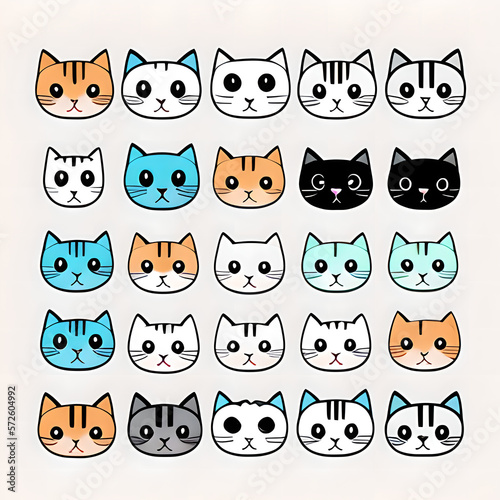 set of cartoon cats
