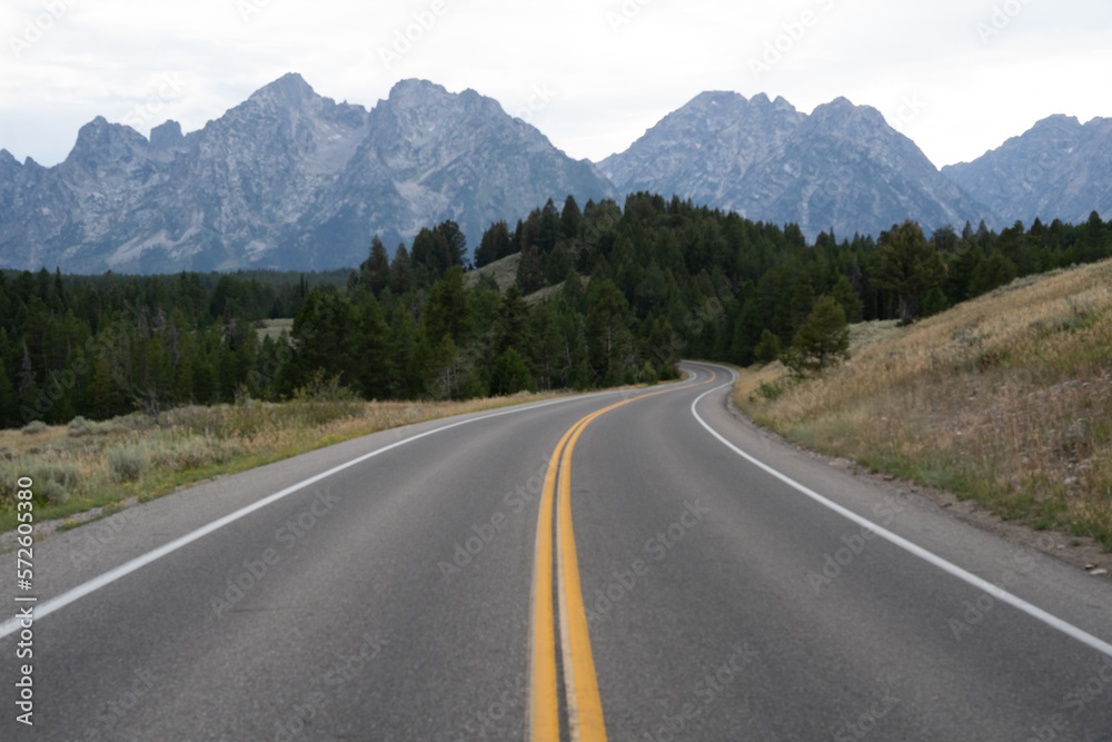 The road towards Grand Teton National Park - USA