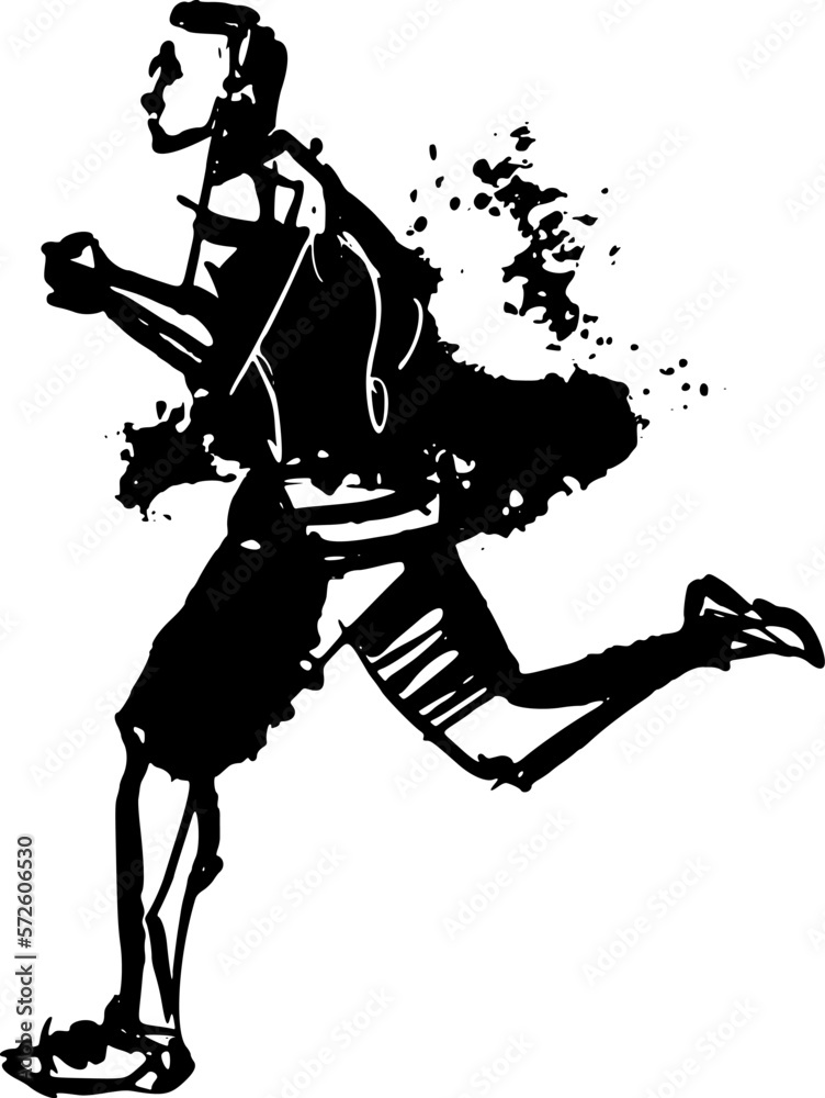vector illustration silhouette of a running man