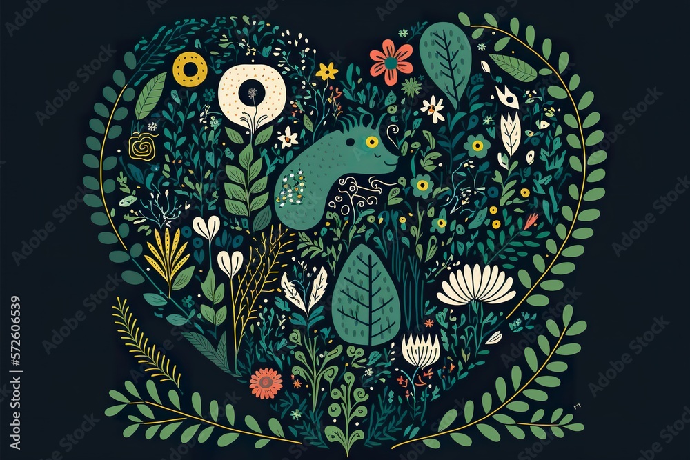 Heart flat illustration created with Generative AI Heart flat illustration created with Generative AI