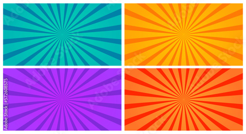 Colorful Sunburst Wide Abstract Background Set