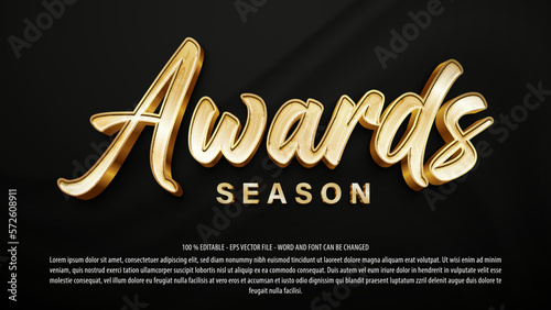 Awards bold 3d editable text effect