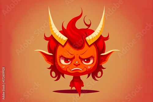 Red devil flat illustration created with Generative AI 