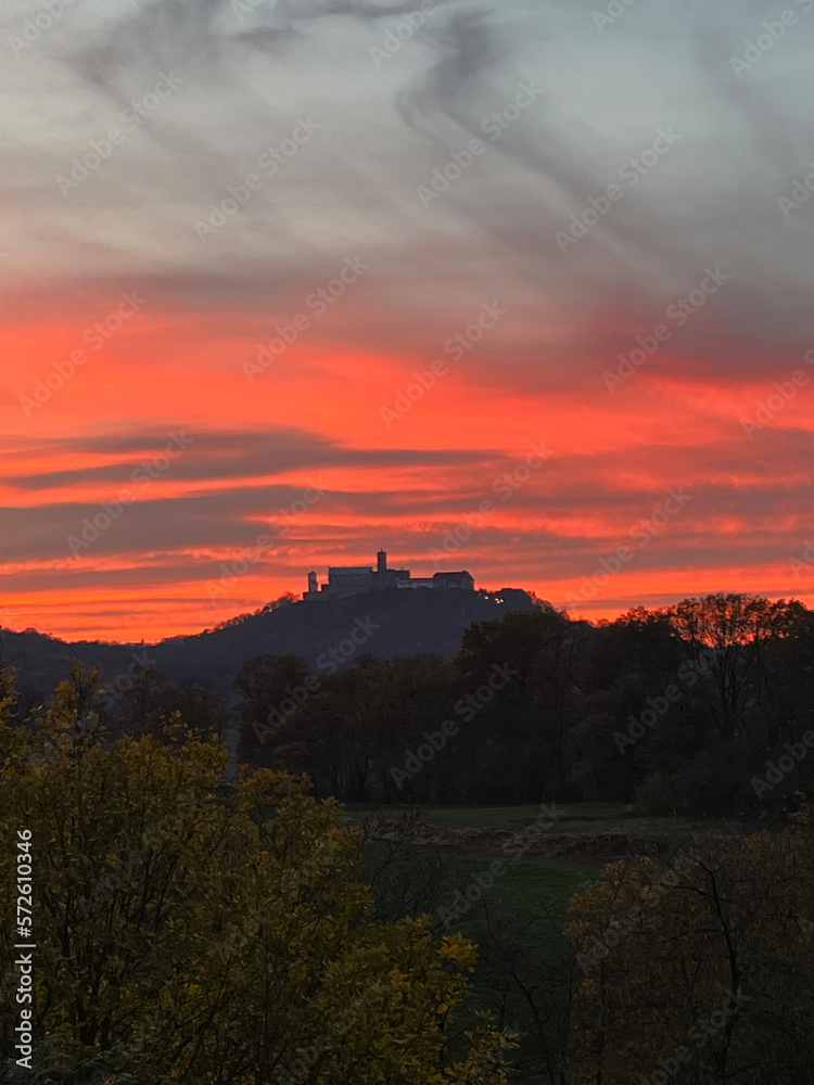 Die Wartburg bei Eisenach, Sonnenuntergang