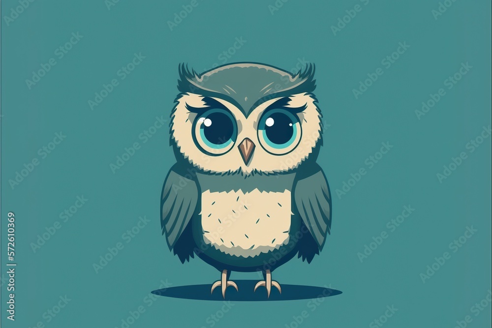 Owl flat illustration created with Generative AI Owl flat illustration created with Generative AI