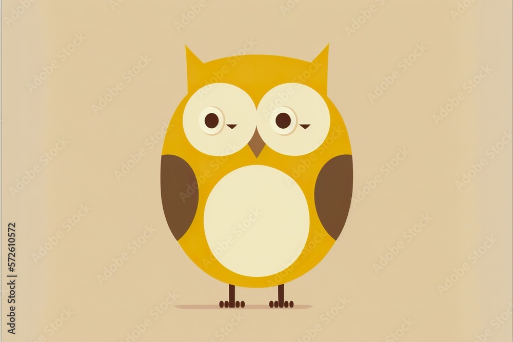 Owl flat illustration created with Generative AI Owl flat illustration created with Generative AI