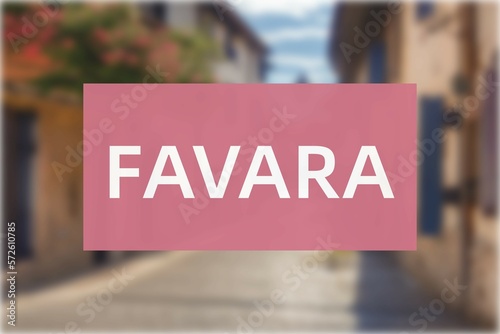 Favara: Der Name der italienischen Stadt Favara in der Region Sicilia vor einem Hintergrundbild photo