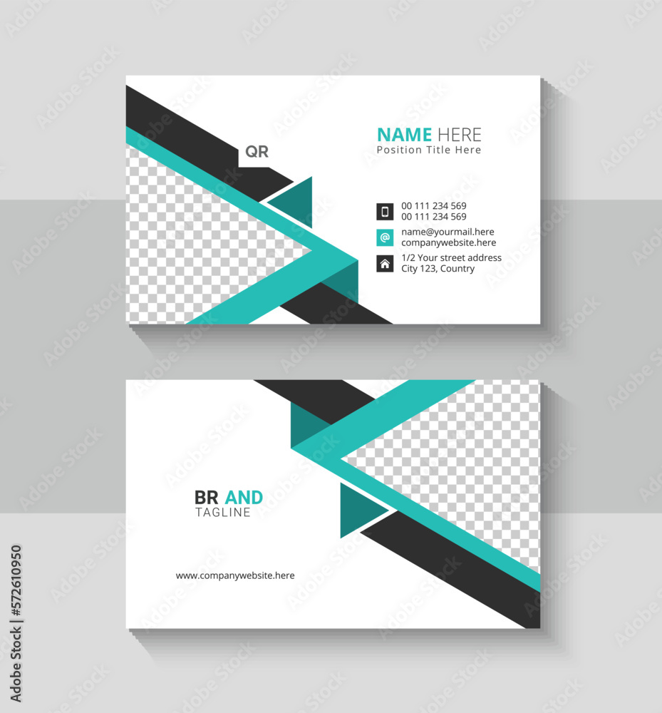 Naklejka premium Modern Creative and Clean Business Card, Double-sided Visiting Card or Name Card Template