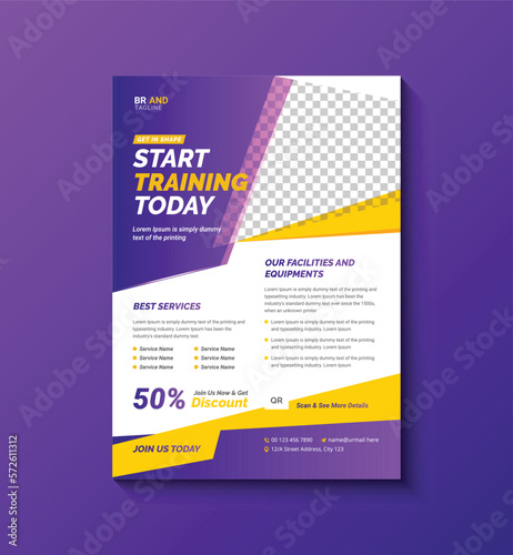 GYM Fitness Flyer Template, Layout Design Template for Sport Event, Fitness Body Building and Gym Flyer A4 Size