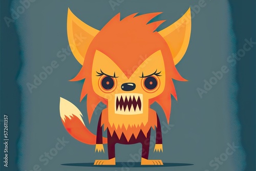 Werewolf flat illustration created with Generative AI photo