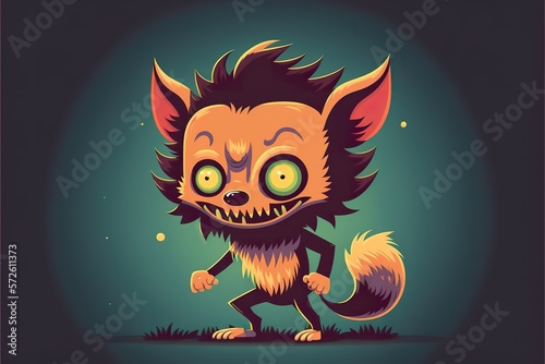 Werewolf flat illustration created with Generative AI photo