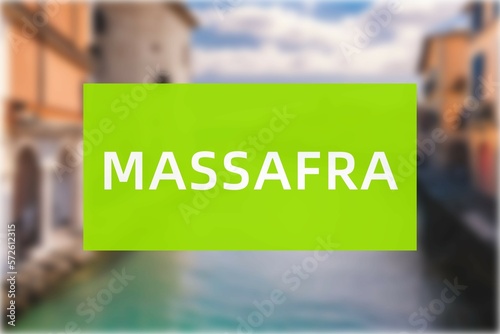 Canvastavla Massafra: Der Name der italienischen Stadt Massafra in der Region Puglia vor ein
