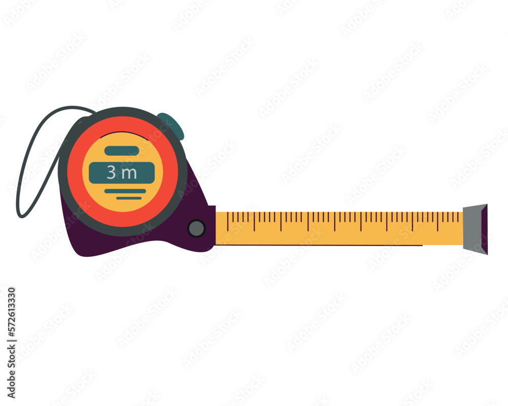 Vecteur Stock Creative vector illustration of tape measure, measuring tool,  ruler, meter isolated on transparent background. Сarpenter measuring tape  with an imperial units scale. | Adobe Stock