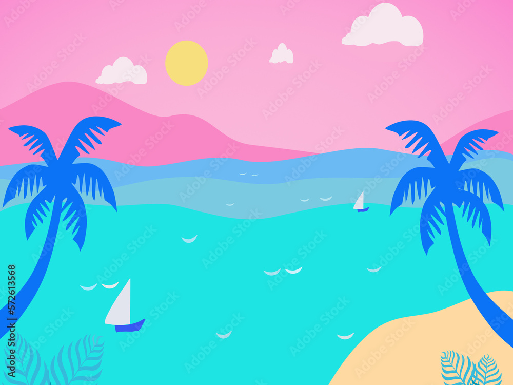 Refreshing 3D Summer Sale Template With Cute Beach Objects And Swimming Island Vacation Concept Illustration