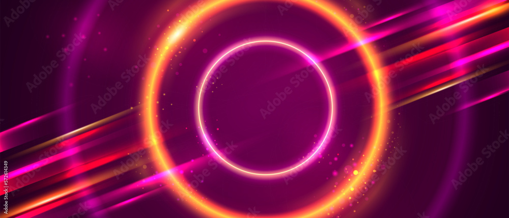 Colorful Background With Neon Rings