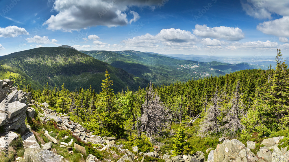 Trail to the highest peak of Lower Silesia - Sniezka Mountain in Giant Mountains (Karkonosze), Poland