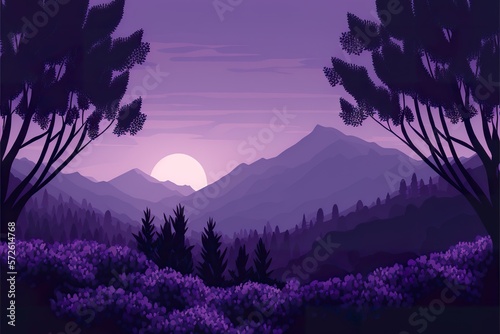 Lavender fields beautiful landscape created with Generative AI 