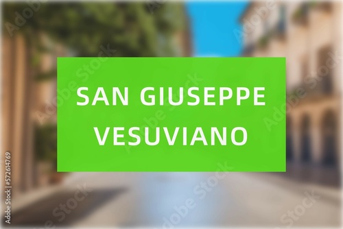 San Giuseppe Vesuviano: Der Name der italienischen Stadt San Giuseppe Vesuviano in der Region Campania vor einem Hintergrundbild photo